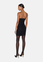 ELISABETTA FRANCHI Abito mini nero da donna con inserti trasparenti in tulle e spalline sottili. AB03167E2 110 ELISABETTA FRANCHI 