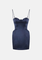 ELISABETTA FRANCHI Abito corto blu notte per donna con spalline sottili e laccetti incrociati sul retro AB03367E2 H88 ELISABETTA FRANCHI 