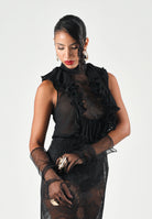 ELISABETTA FRANCHI Abito midi in georgette e pizzo nero da donna AB03567E2 110 ELISABETTA FRANCHI 