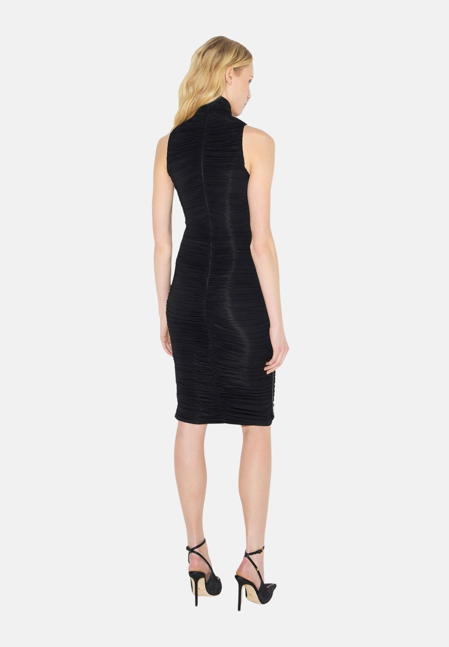 ELISABETTA FRANCHI Abito tubino nero per donna con  lavorazione drappeggiata AB03667E2 110 ELISABETTA FRANCHI 