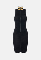 ELISABETTA FRANCHI Abito tubino nero per donna con  lavorazione drappeggiata AB03667E2 110 ELISABETTA FRANCHI 