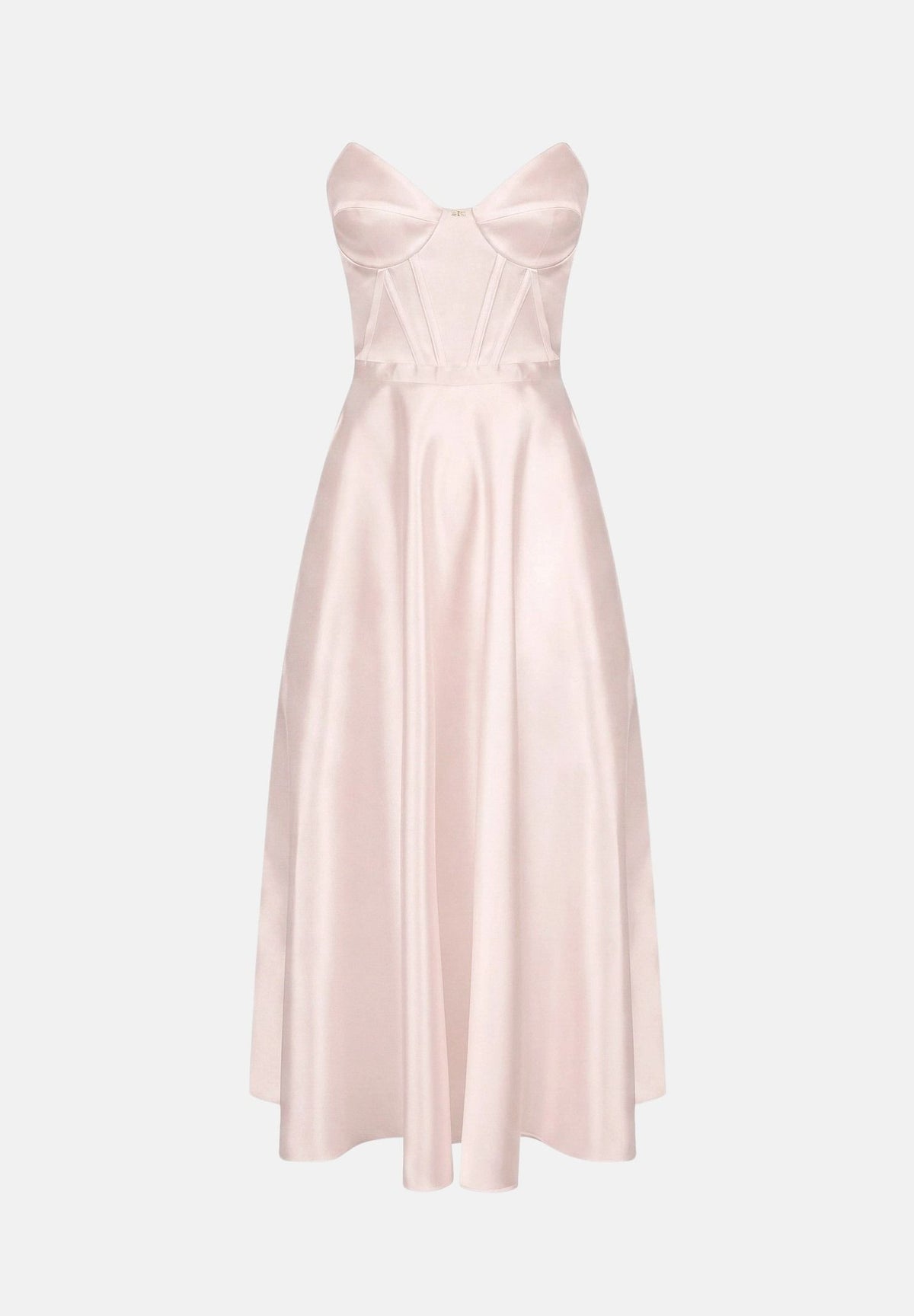 ELISABETTA FRANCHI Abito lungo avorio-bianco per donna con scollatura a cuore e gonna ampia in satin AB96767E2 360 ELISABETTA FRANCHI 