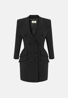 ELISABETTA FRANCHI Abito corto nero per donna con abbottonatura a doppio petto e tasche con patta. AB98066E2 110 ELISABETTA FRANCHI 