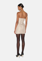 ELISABETTA FRANCHI Abito crema per donna con scollo a fascia e lavorazione drappeggiata AB99167E2 383 ELISABETTA FRANCHI 