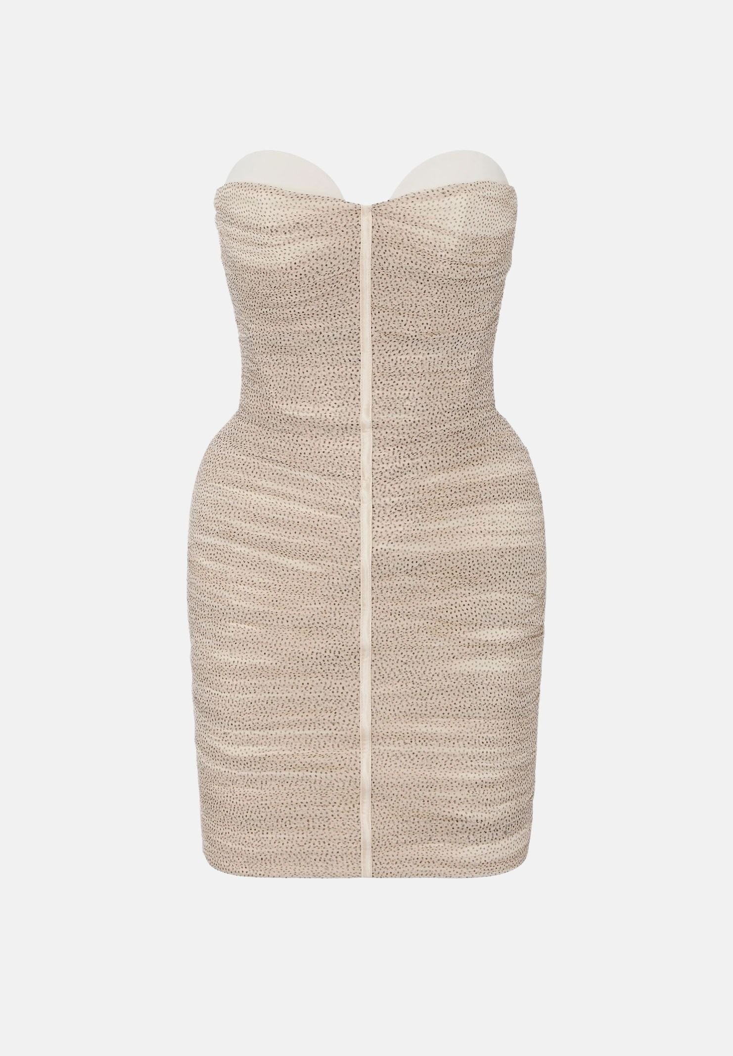 ELISABETTA FRANCHI Abito crema per donna con scollo a fascia e lavorazione drappeggiata AB99167E2 383 ELISABETTA FRANCHI 