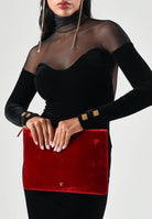 ELISABETTA FRANCHI Abito lungo nero per donna con inserti trasparenti in tulle e dettagli preziosi sui polsi. ABR2967E2 110 ELISABETTA FRANCHI 