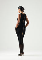ELISABETTA FRANCHI Abito in maglia nero da donna con dettagli cut-out sul carré. AM05B66E2 110 ELISABETTA FRANCHI 