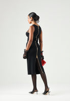 ELISABETTA FRANCHI Abito in maglia nero da donna con dettagli cut-out sul carré. AM05B66E2 110 ELISABETTA FRANCHI 