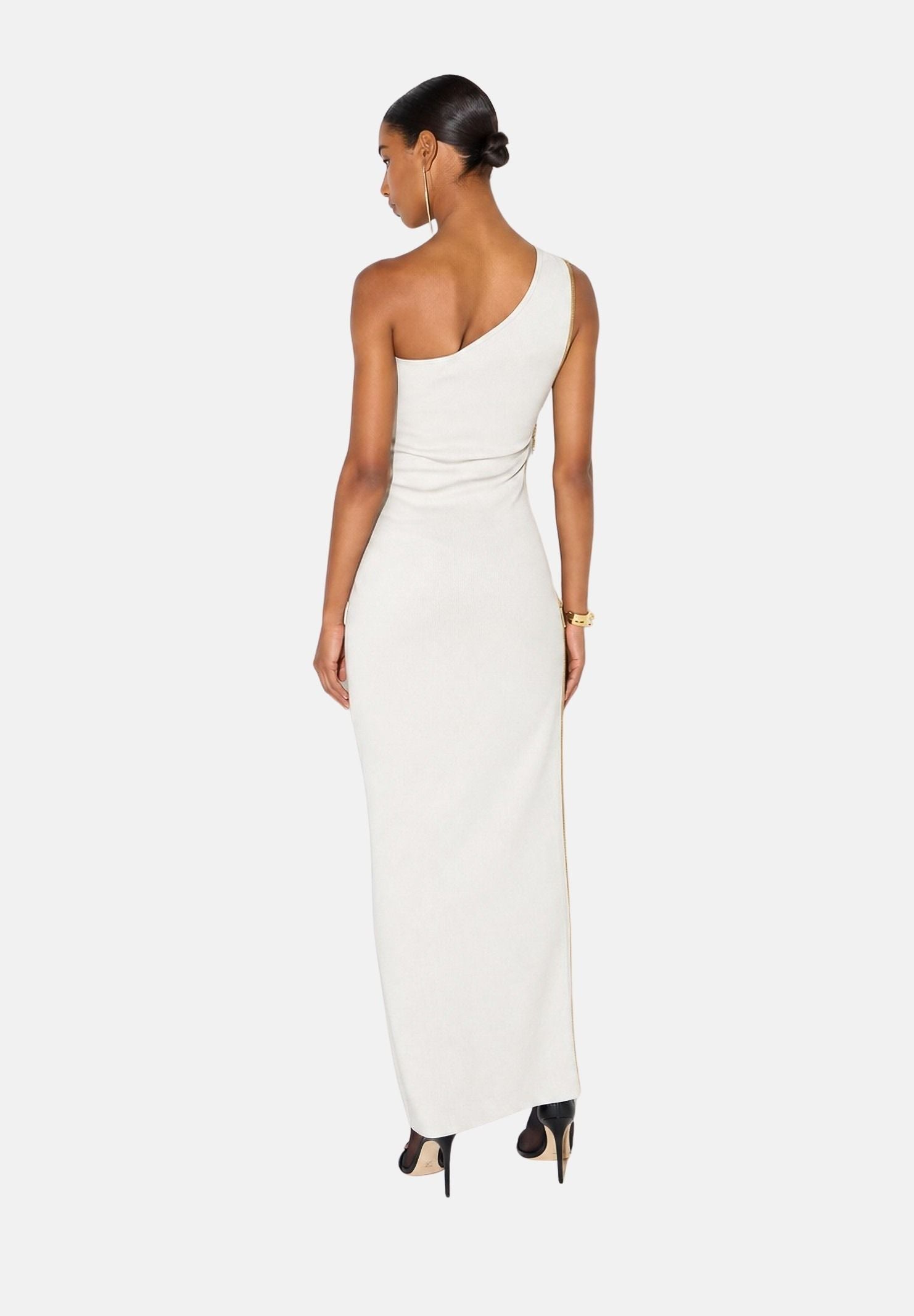 ELISABETTA FRANCHI Abito RED CARPET in maglia avorio-bianco da donna con design monospalla AM07B66E2 360 ELISABETTA FRANCHI 