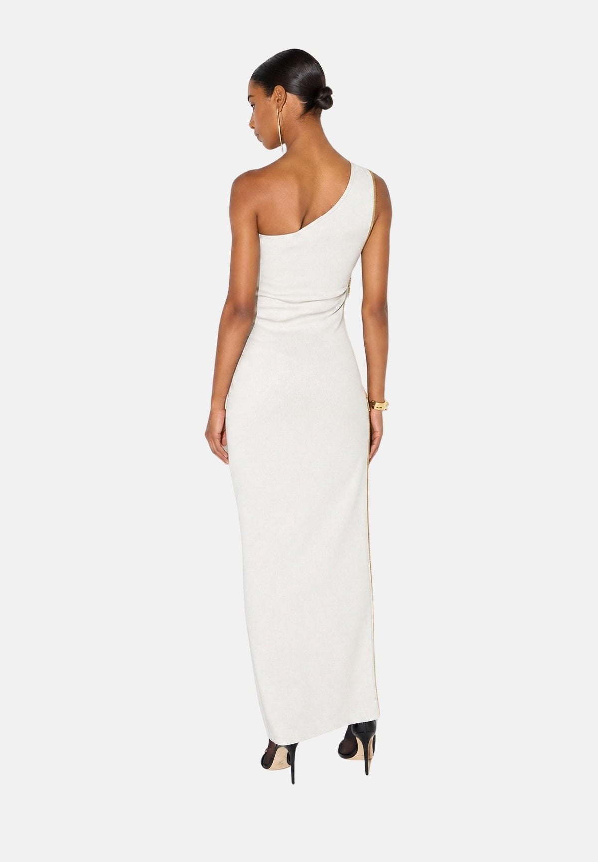 ELISABETTA FRANCHI Abito RED CARPET in maglia avorio-bianco da donna con design monospalla AM07B66E2 360 ELISABETTA FRANCHI 