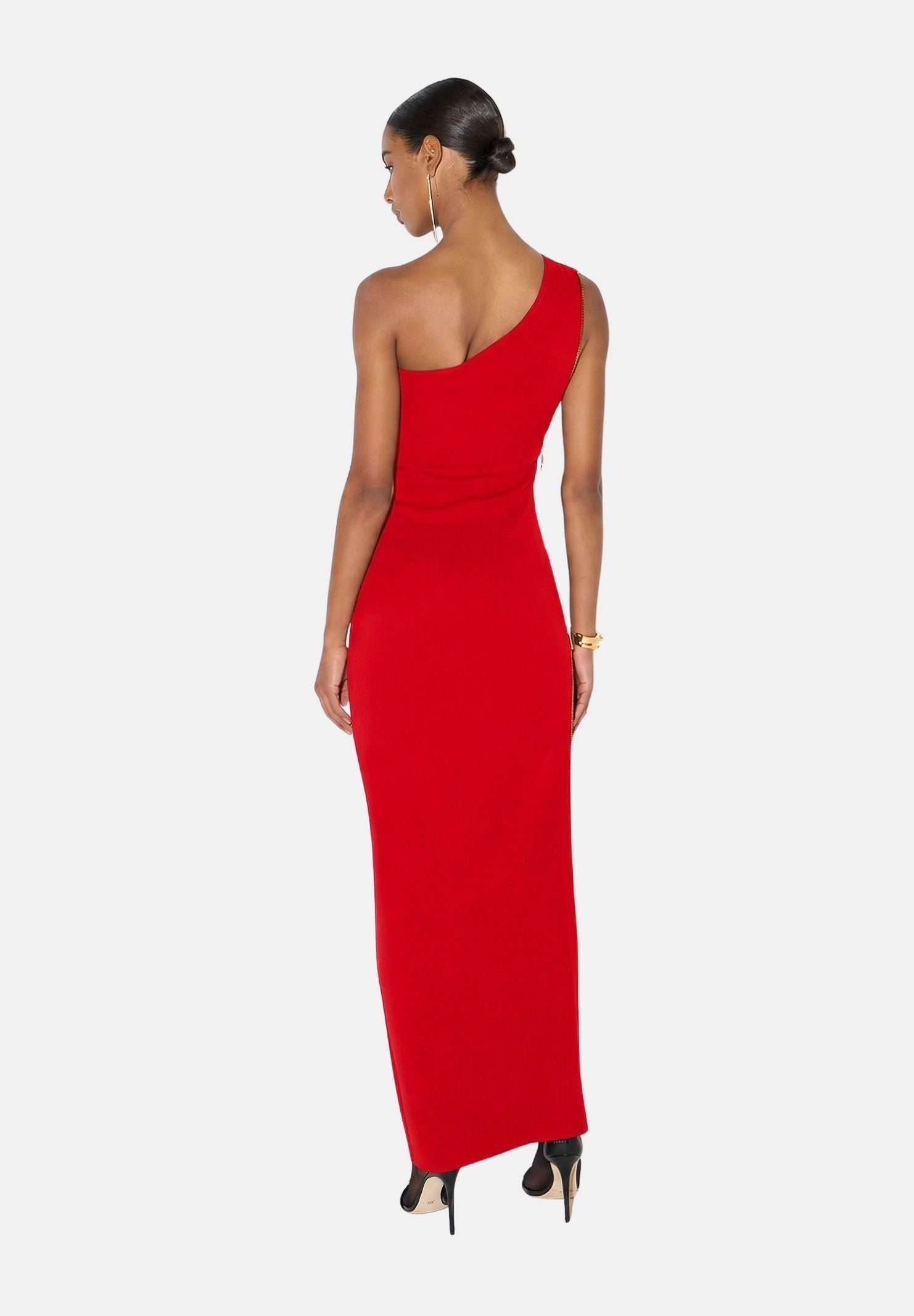ELISABETTA FRANCHI Abito RED CARPET lungo red passion rosso da donna con design monospalla AM07B66E2 CG5 ELISABETTA FRANCHI 