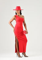 ELISABETTA FRANCHI Abito RED CARPET lungo red passion rosso da donna con design monospalla AM07B66E2 CG5 ELISABETTA FRANCHI 