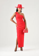 ELISABETTA FRANCHI Abito RED CARPET lungo red passion rosso da donna con design monospalla AM07B66E2 CG5 ELISABETTA FRANCHI 
