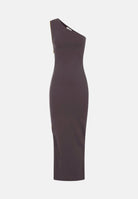 ELISABETTA FRANCHI Abito RED CARPET in maglia dark chocolate-marrone da donna con design monospalla <BR/> AM07B66E2 EV9 ELISABETTA FRANCHI 