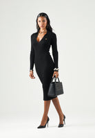 ELISABETTA FRANCHI Abito OPENWORK in maglia, nero da donna<BR/>con lavorazione a coste AM08B66E2 110 ELISABETTA FRANCHI 