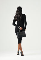 ELISABETTA FRANCHI Abito OPENWORK in maglia, nero da donna<BR/>con lavorazione a coste AM08B66E2 110 ELISABETTA FRANCHI 