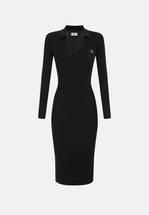 ELISABETTA FRANCHI Abito OPENWORK in maglia, nero da donna<BR/>con lavorazione a coste AM08B66E2 110 ELISABETTA FRANCHI 