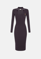 ELISABETTA FRANCHI Abito OPENWORK in maglia dark-choccolate marrone da donna con lavorazione a coste <BR/> AM08B66E2 EV9 ELISABETTA FRANCHI 