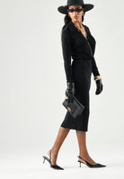 ELISABETTA FRANCHI Abito midi in filato di viscosa nero da donna con catena gioiello AM19S66E2 110 ELISABETTA FRANCHI 
