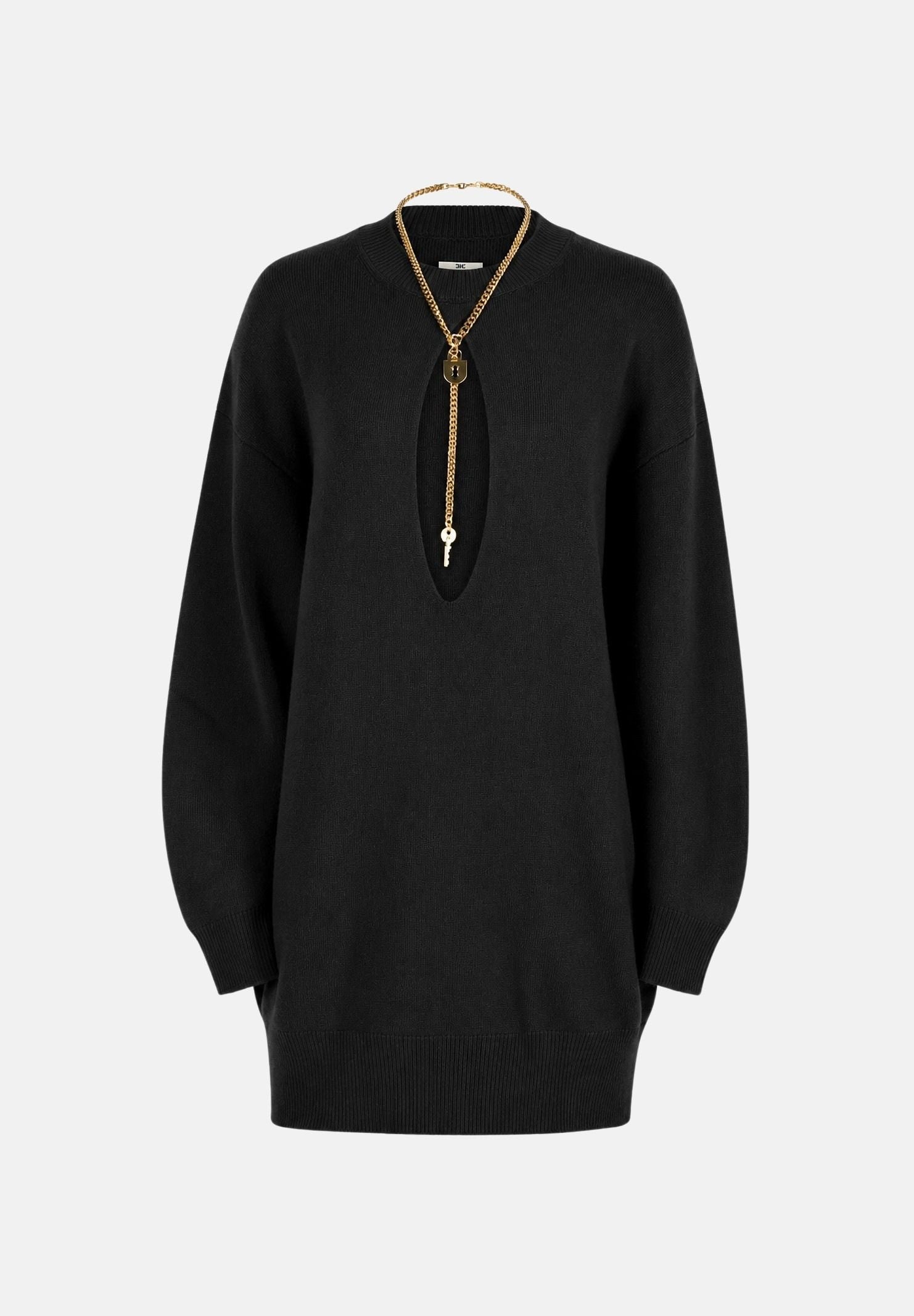 ELISABETTA FRANCHI Abito CUT-OUT nero da donna  con dettaglio cut-out in vita. AM23T66E2 110 ELISABETTA FRANCHI 