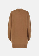 ELISABETTA FRANCHI Mini abito in maglia daino marrone da donna con dettaglio cut-out in vita.<BR/> AM23T66E2 AI6 ELISABETTA FRANCHI 