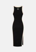 ELISABETTA FRANCHI Abito midi a tubino nero-burro da donna con spacchi laterali AM44S66E2 685 ELISABETTA FRANCHI 