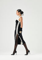 ELISABETTA FRANCHI Abito midi a tubino nero-burro da donna con spacchi laterali AM44S66E2 685 ELISABETTA FRANCHI 