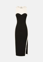 ELISABETTA FRANCHI Abito midi a tubino nero-burro da donna con spacchi laterali AM44S66E2 685 ELISABETTA FRANCHI 