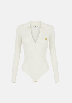 ELISABETTA FRANCHI Body a maglia  lungo avorio-bianco da donna  CON RICAMI À JOUR BK02B66E2 360 ELISABETTA FRANCHI 