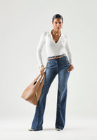 ELISABETTA FRANCHI Body a maglia  lungo avorio-bianco da donna  CON RICAMI À JOUR BK02B66E2 360 ELISABETTA FRANCHI 