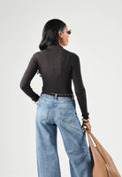 ELISABETTA FRANCHI Body OPENWORK in maglia dark choccolate-marrone da donna coon lavorazione a coste<BR/> BK02B66E2 EV9 ELISABETTA FRANCHI 
