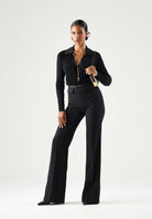ELISABETTA FRANCHI Body in filato di viscosa nero da donna con catena gioielo<BR/> BK03S66E2 110 ELISABETTA FRANCHI 
