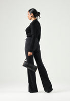 ELISABETTA FRANCHI Body in filato di viscosa nero da donna con catena gioielo<BR/> BK03S66E2 110 ELISABETTA FRANCHI 