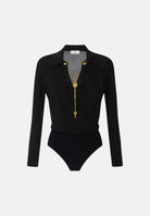 ELISABETTA FRANCHI Body in filato di viscosa nero da donna con catena gioielo<BR/> BK03S66E2 110 ELISABETTA FRANCHI 