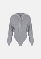 ELISABETTA FRANCHI Body in maglia grigio melange da donna con logo ricamato tono su tono BK87S66E2 431 ELISABETTA FRANCHI 