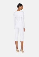 ELISABETTA FRANCHI Body avorio per donna con raffinate maniche lunghe, scollo rotondo e prezioso dettaglio gioiello centrale. BO04267E2 360 ELISABETTA FRANCHI 