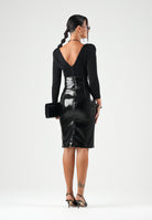 ELISABETTA FRANCHI Body nero da donna con scollo profondo e maniche lunghe drappeggiate BO04367E2 110 ELISABETTA FRANCHI 