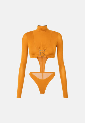 ELISABETTA FRANCHI Body BODY IN JERSEY CON LOGO GIOIELLO Ambra, marrone ambrato, donna. BO05567E2 940 ELISABETTA FRANCHI 