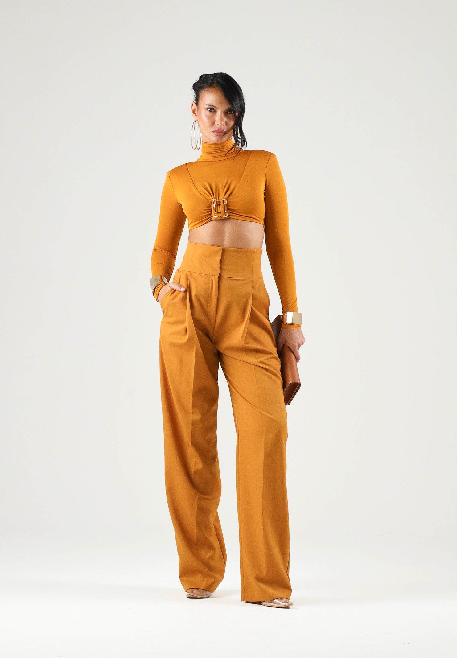 ELISABETTA FRANCHI Body BODY IN JERSEY ambra-giallo ocra da donna con aplicazioni gioiello BO05567E2 940 ELISABETTA FRANCHI 