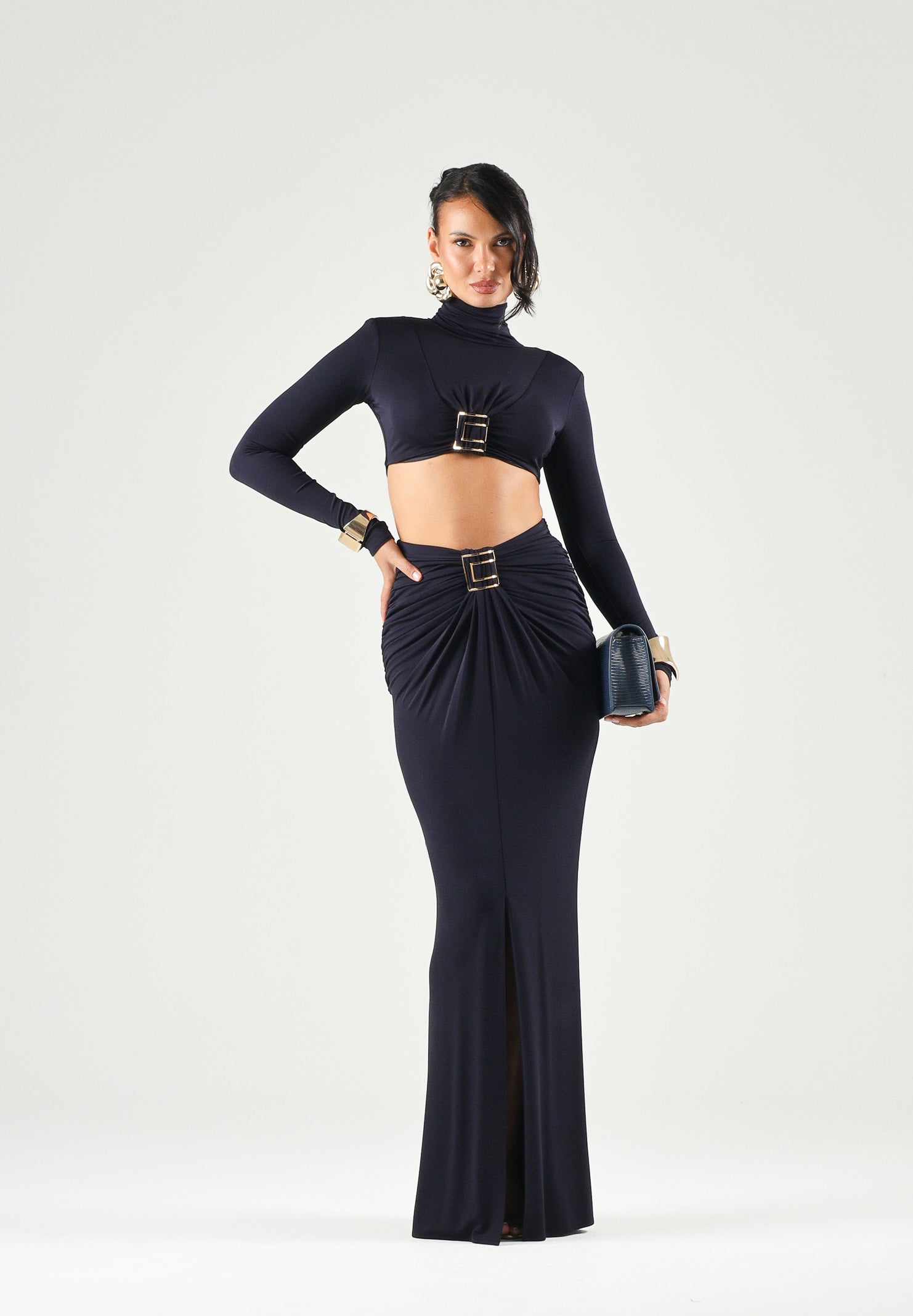 ELISABETTA FRANCHI BODY IN JERSEY CON LOGO GIOIELLO Blu notte, blu, donna. BO05567E2 H88 ELISABETTA FRANCHI 