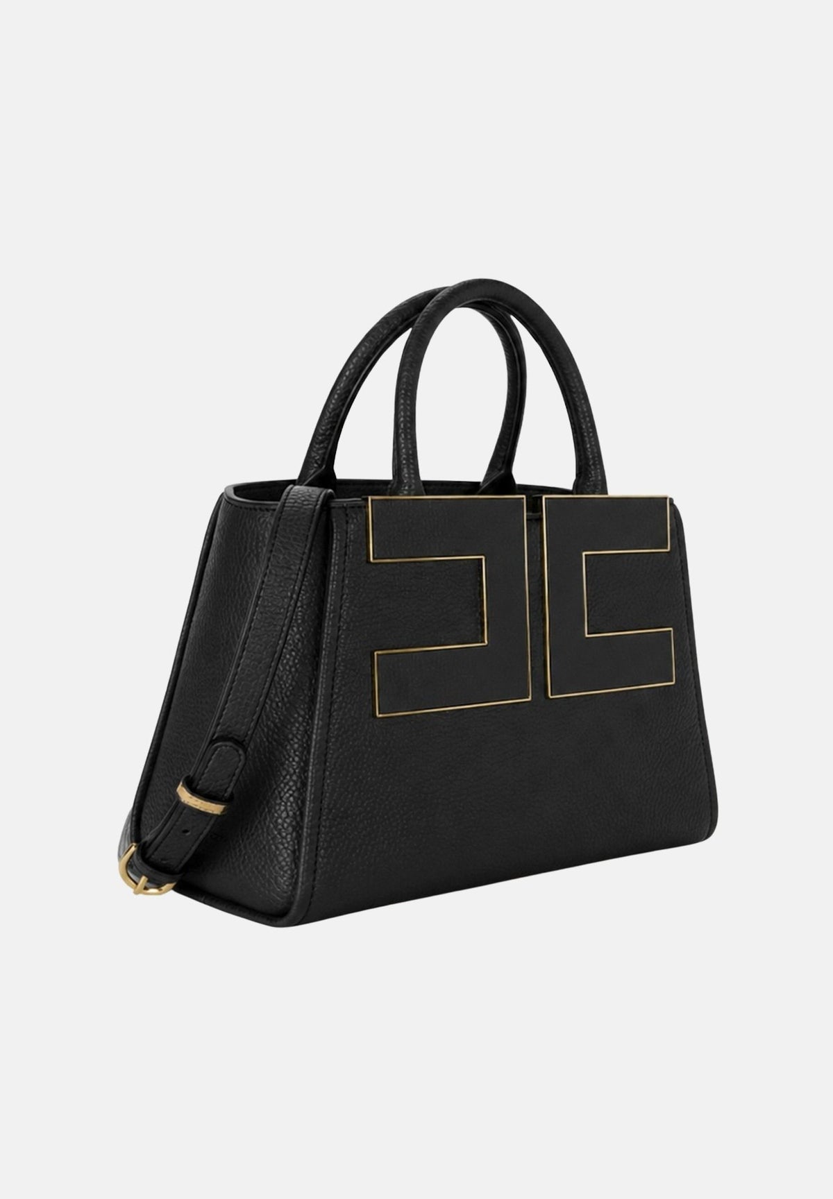 ELISABETTA FRANCHI Borsa TOTE nera da donna con maxi logo frontale. BS06A66E2 110 ELISABETTA FRANCHI 