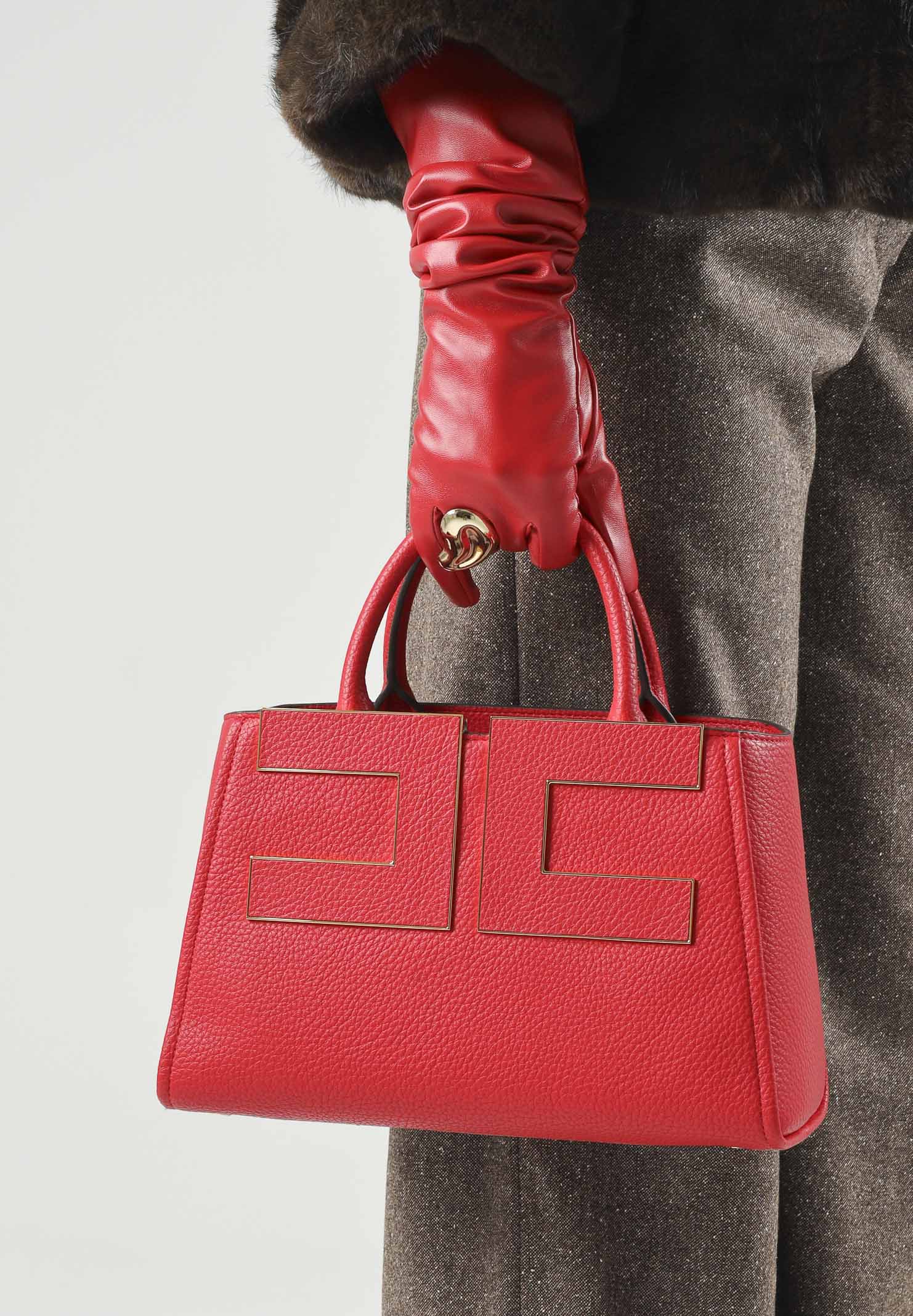 ELISABETTA FRANCHI Borsa TOTE red passion rossa da donna con maxi logo frontale. BS06A66E2 CG5 ELISABETTA FRANCHI 