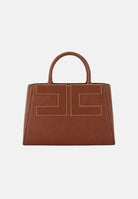ELISABETTA FRANCHI Borsa a mano brown sugar- marrone da donna con maxi logo frontale <BR/> BS06A66E2 FK3 ELISABETTA FRANCHI 
