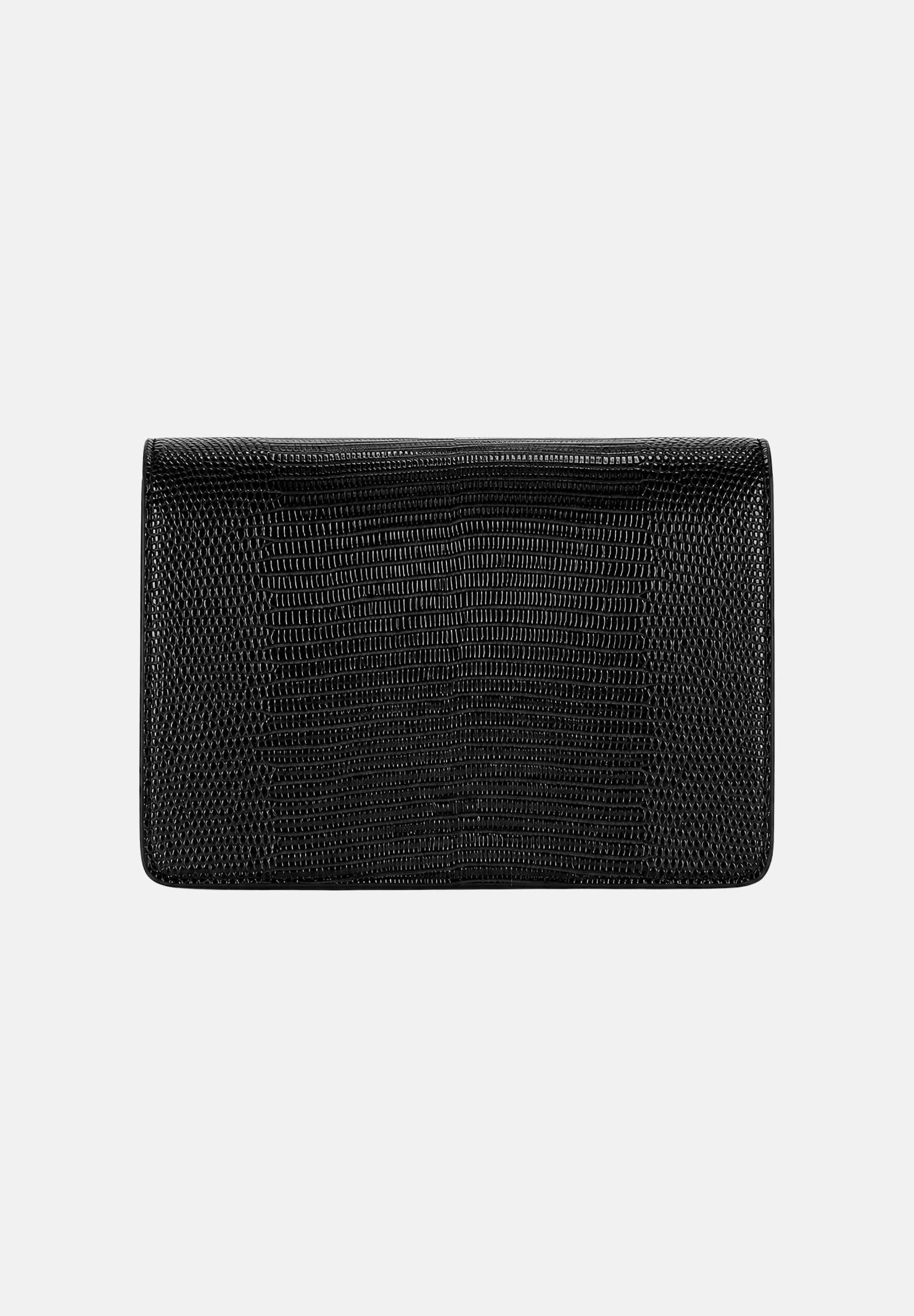 ELISABETTA FRANCHI Borsa a tracolla nera da donna con catena groumette e stampa effetto lucertola<BR/> BS09A66E2 110 ELISABETTA FRANCHI 