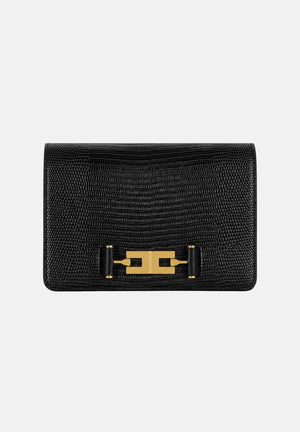 ELISABETTA FRANCHI Borsa a tracolla nera da donna con catena groumette e stampa effetto lucertola<BR/> BS09A66E2 110 ELISABETTA FRANCHI 