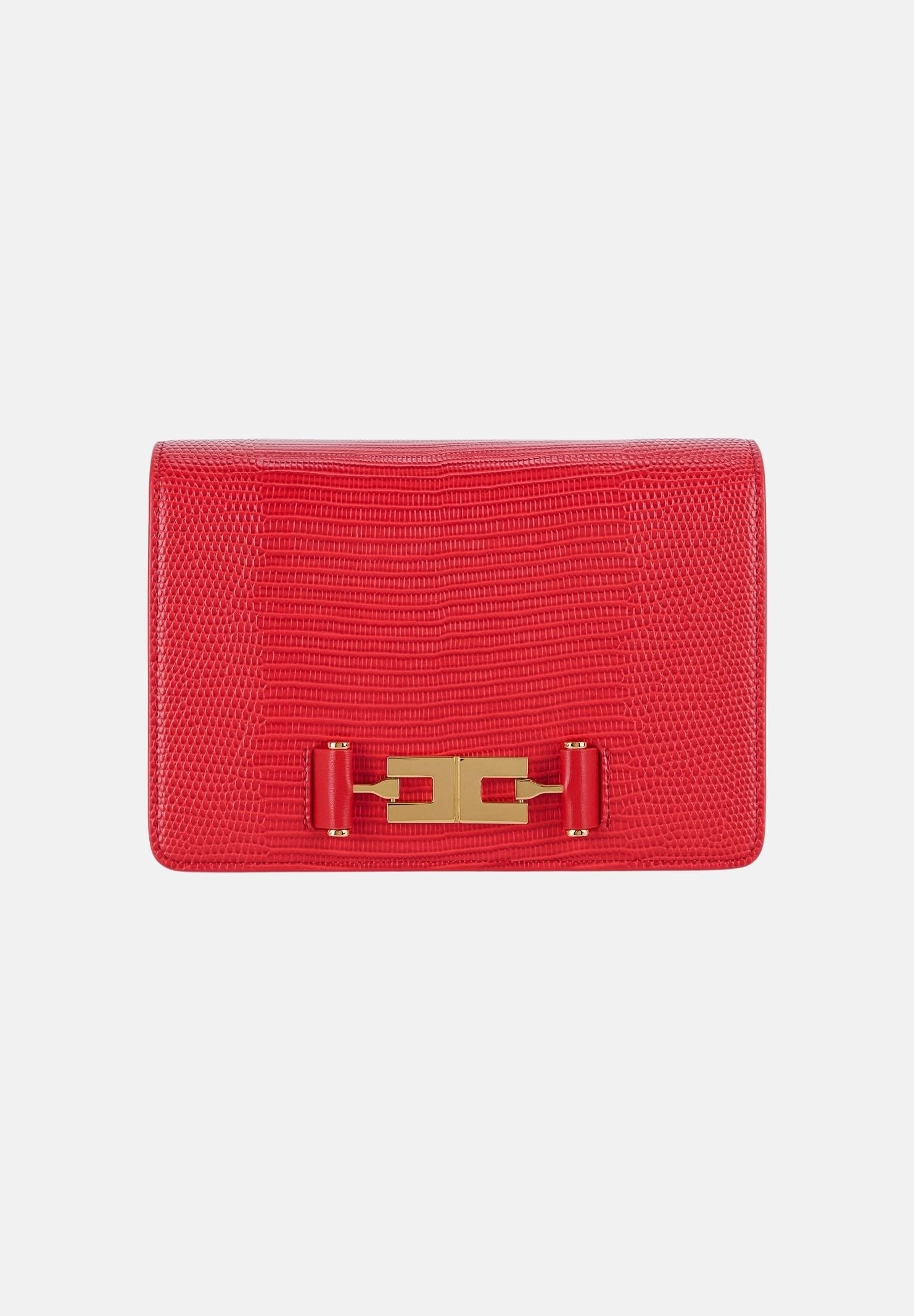 ELISABETTA FRACHI Borsa a tracolla red passion, rossa, da donna, con catena groumette e stampa effetto lucertola BS09A66E2 CG5 ELISABETTA FRANCHI 