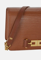 ELISABETTA FRANCHI Borsa a tracolla sigaro-marrone da donna con catena groumette e stampa effetto lucertola BS09A66E2 FK3 ELISABETTA FRANCHI 
