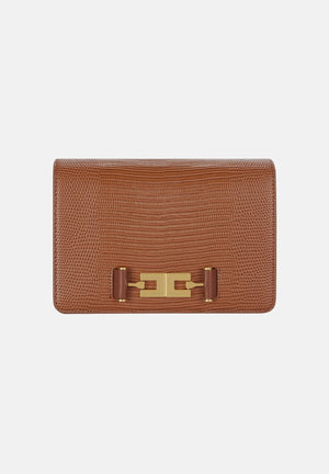 ELISABETTA FRANCHI Borsa a tracolla sigaro-marrone da donna con catena groumette e stampa effetto lucertola BS09A66E2 FK3 ELISABETTA FRANCHI 