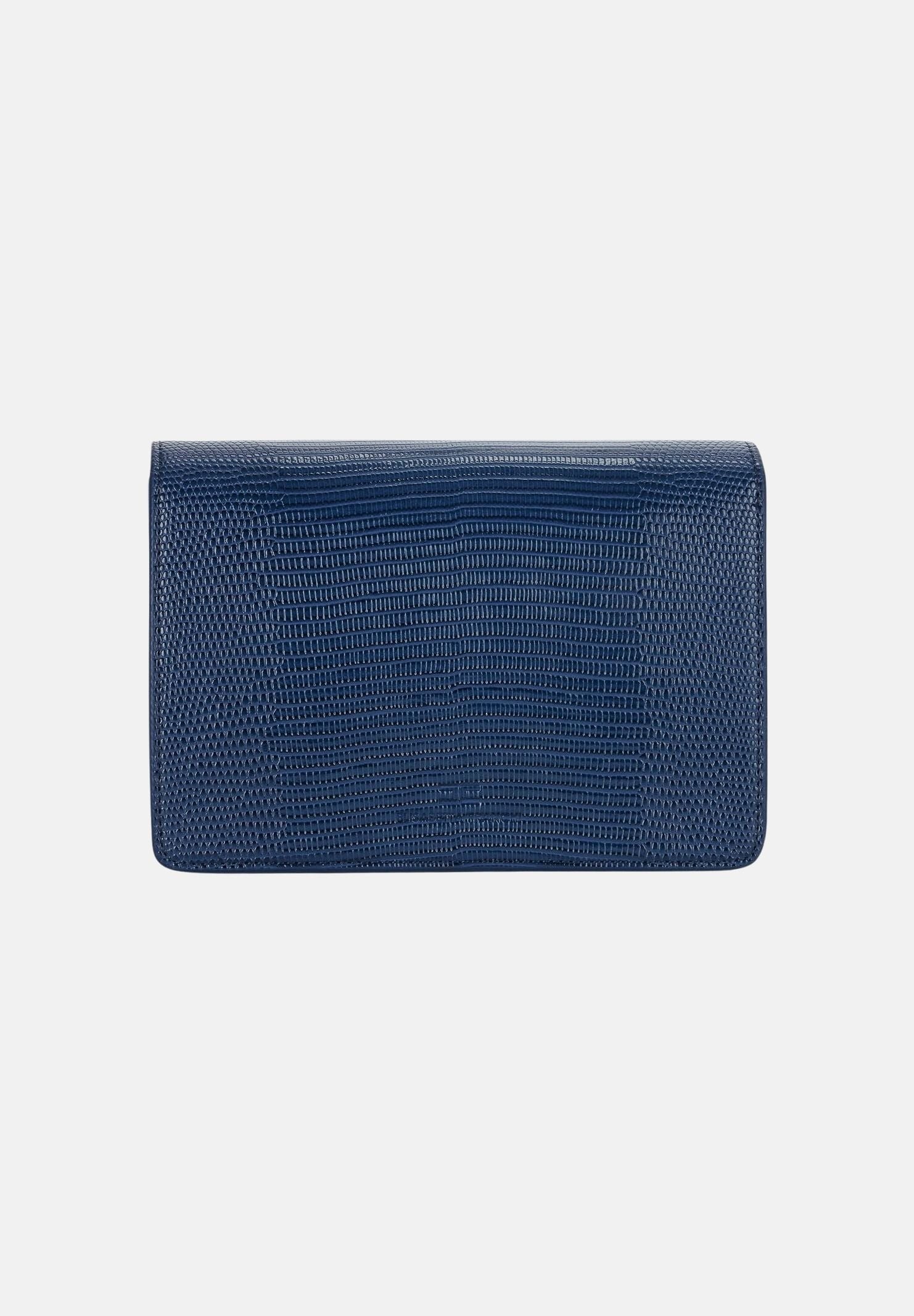 ELISABETTA FRANCHI Borsa a tracolla blu notte da donna con catena groumette e stampa effetto lucertola BS09A66E2 H88 ELISABETTA FRANCHI 