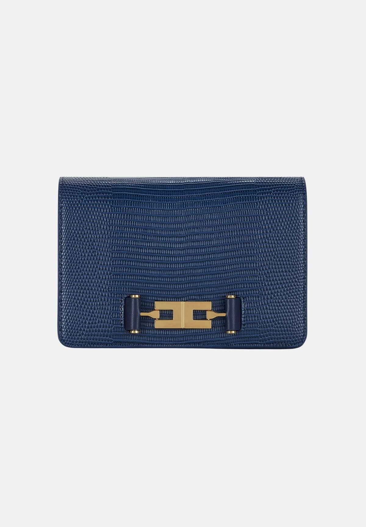 ELISABETTA FRANCHI Borsa a tracolla blu notte da donna con catena groumette e stampa effetto lucertola BS09A66E2 H88 ELISABETTA FRANCHI 